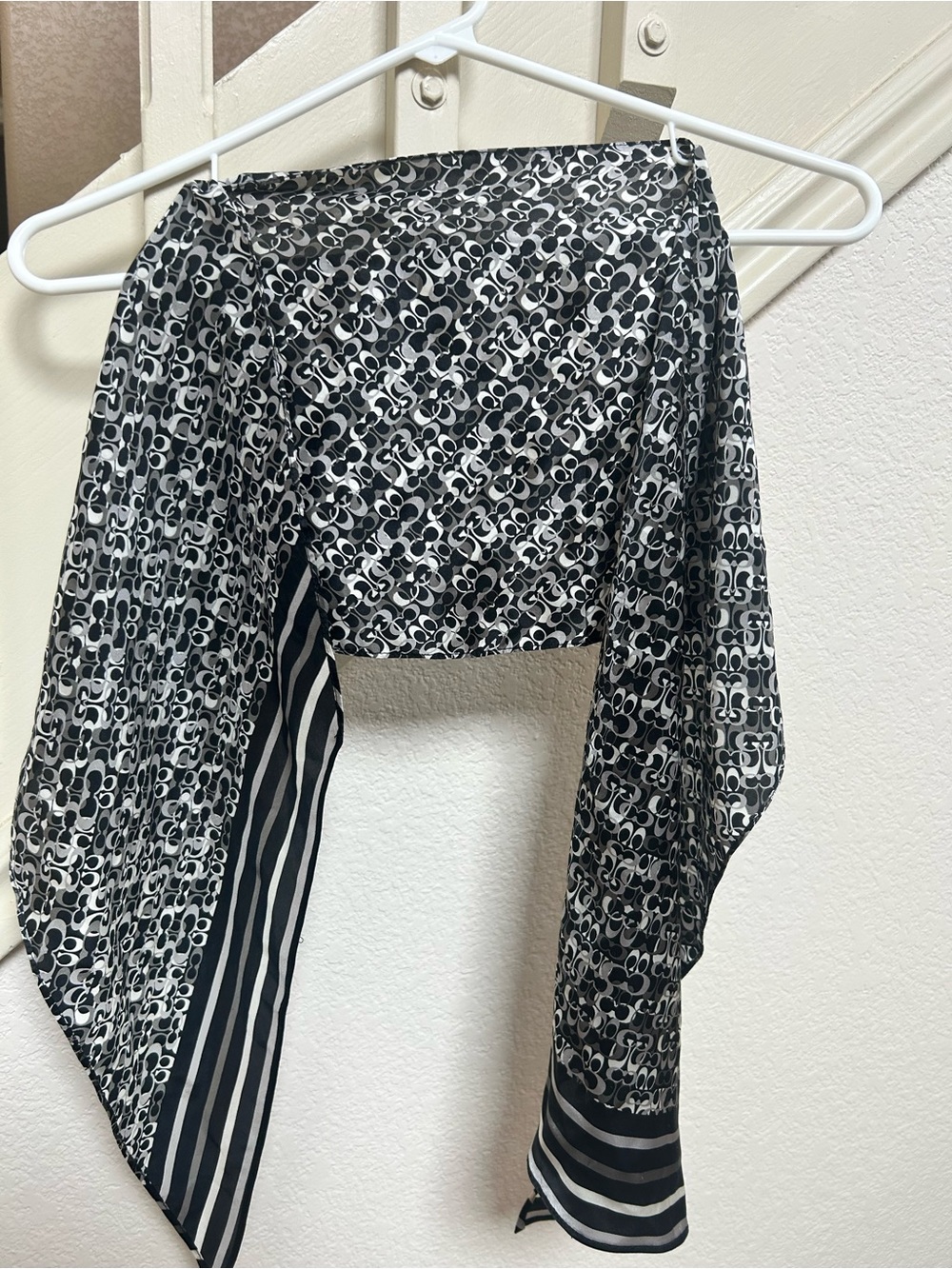 Black & White Patterned Scarf Top
